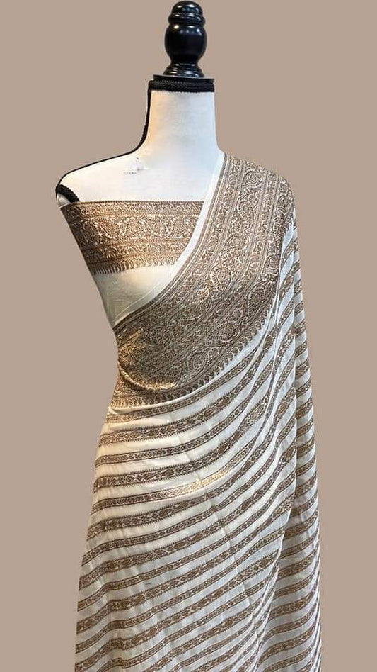 Party Wear Semi Georgette Banarasi Silk Saree PWS09