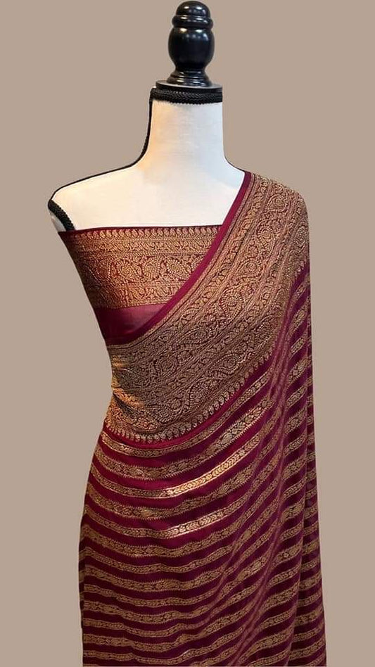 Party Wear Semi Georgette Banarasi Silk Saree PWS10