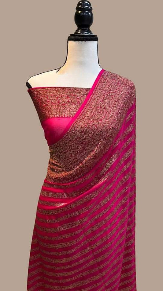 Party Wear Semi Georgette Banarasi Silk Saree PWS11