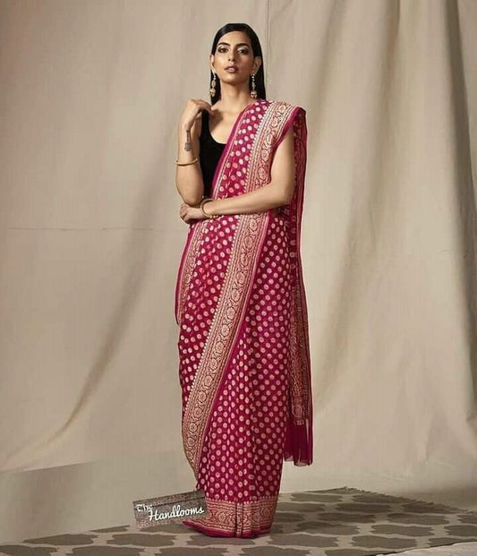 Party Wear Semi Georgette Banarasi Silk Saree PWS13