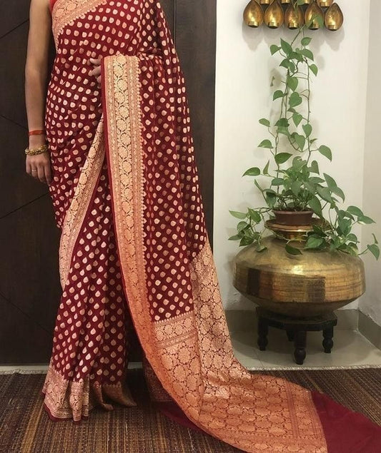 Party Wear Semi Georgette Banarasi Silk Saree PWS14