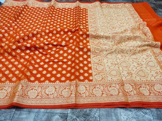 Party Wear Semi Georgette Banarasi Silk Saree PWS16