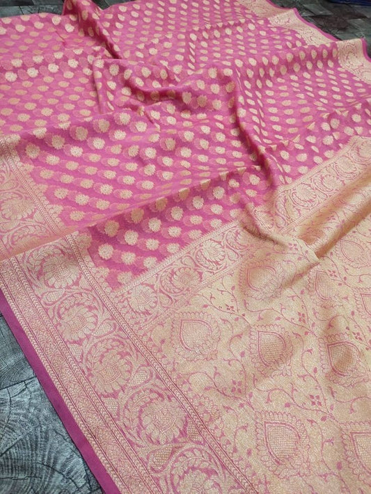 Party Wear Semi Georgette Banarasi Silk Saree PWS18