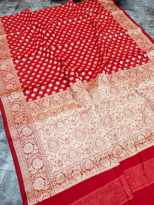 Party Wear Semi Georgette Banarasi Silk Saree PWS19