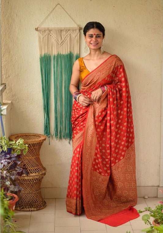 Party Wear Semi Georgette Banarasi Silk Saree PWS21