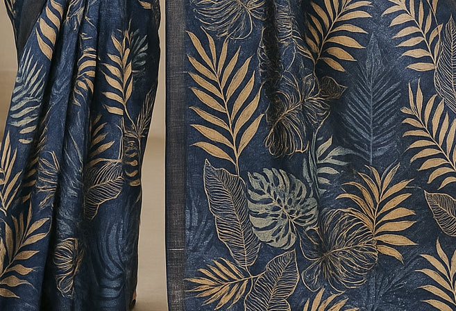 Floral Hand-Printed Pure Tussar Silk Saree FH21