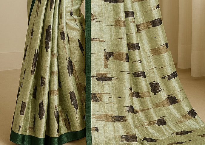Hand-Printed Pure Tussar Silk Saree FH116
