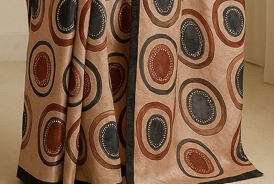 Hand-Printed Pure Tussar Silk Saree FH120