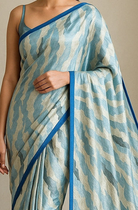 Hand-Printed Pure Tussar Silk Saree FH121