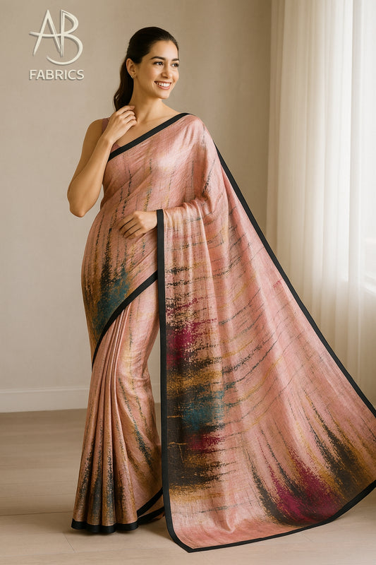 Hand-Printed Pure Tussar Silk Saree FH131