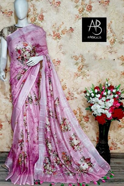 Digital Printed Linen Saree DPL23