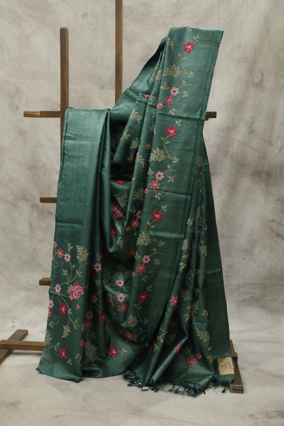 Bhagalpuri Pure Tussar Silk Saree With Beautiful Embroidery Work Saree BSE14