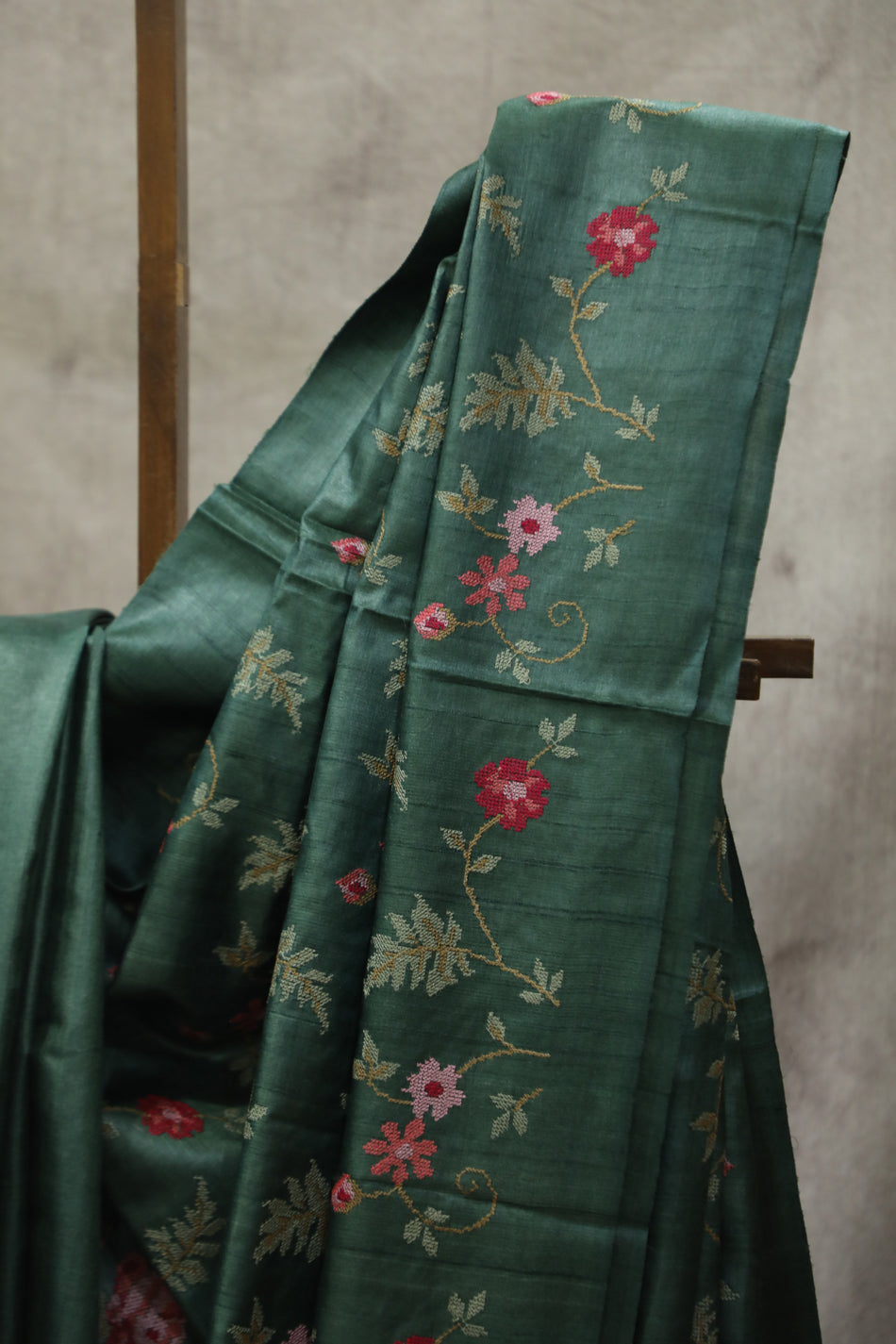 Bhagalpuri Pure Tussar Silk Saree With Beautiful Embroidery Work Saree BSE14