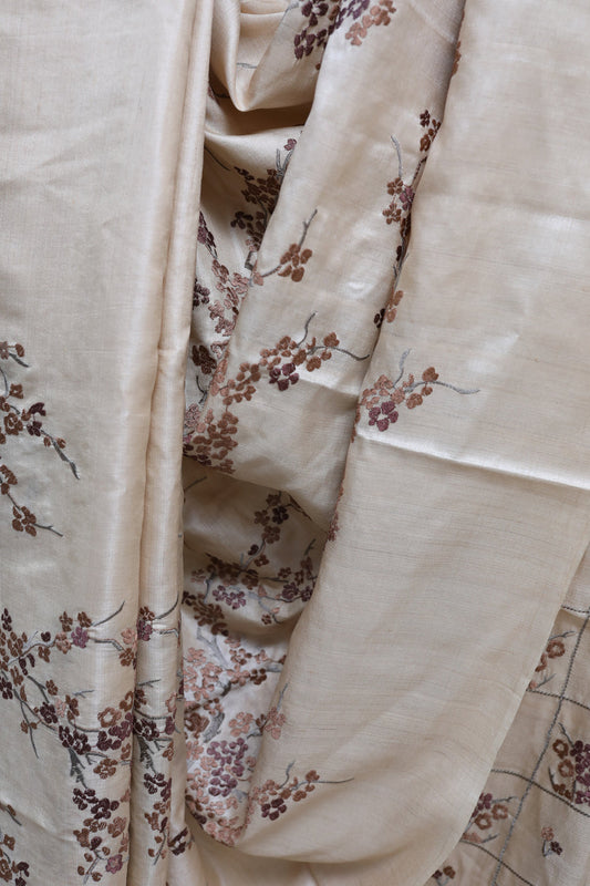 Bhagalpuri Pure Tussar Silk Saree With Beautiful Embroidery Work Saree BSE02