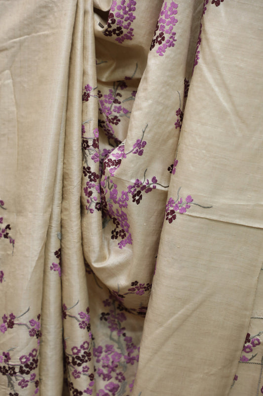 Bhagalpuri Pure Tussar Silk Saree With Beautiful Embroidery Work Saree BSE04