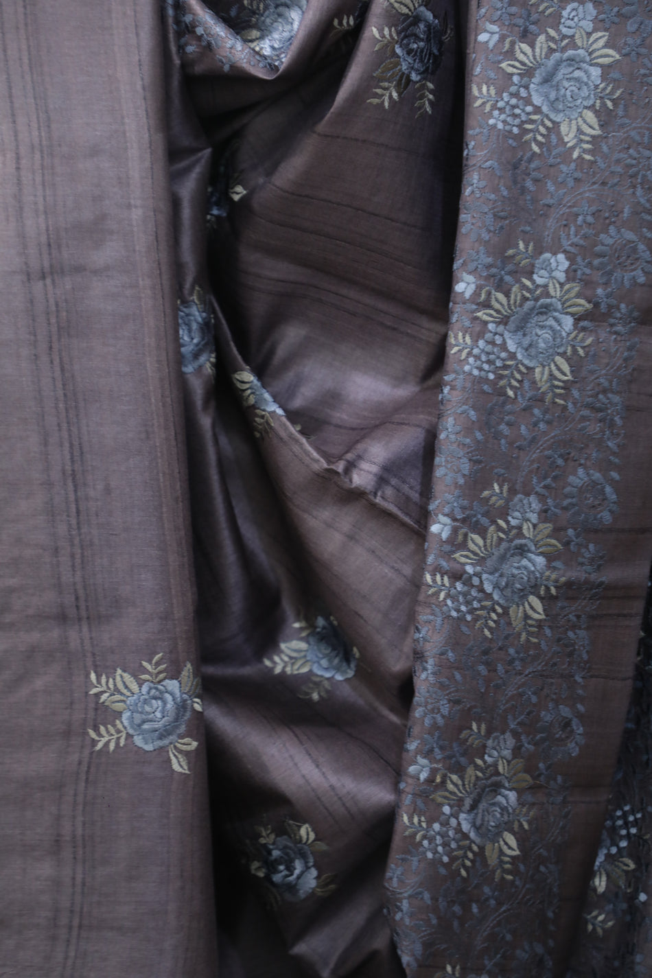 Bhagalpuri Pure Tussar Silk Saree With Beautiful Embroidery Work Saree BSE28