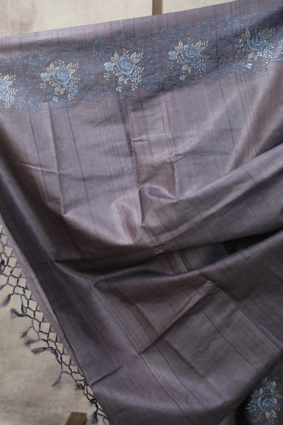 Bhagalpuri Pure Tussar Silk Saree With Beautiful Embroidery Work Saree BSE28