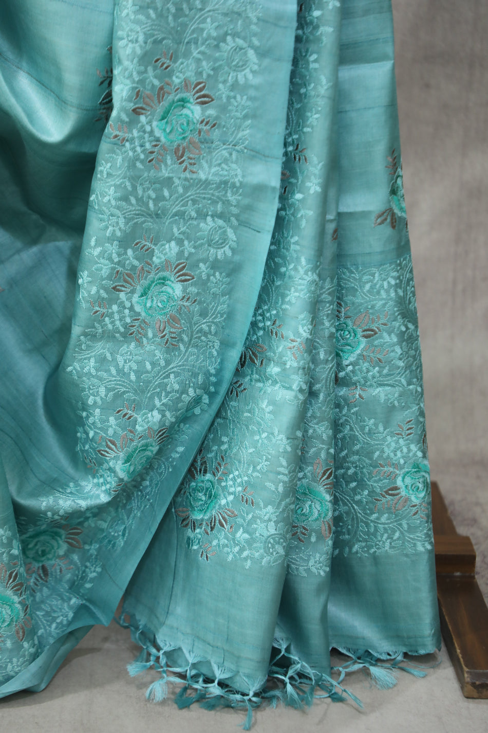 Bhagalpuri Pure Tussar Silk Saree With Beautiful Embroidery Work Saree BSE29