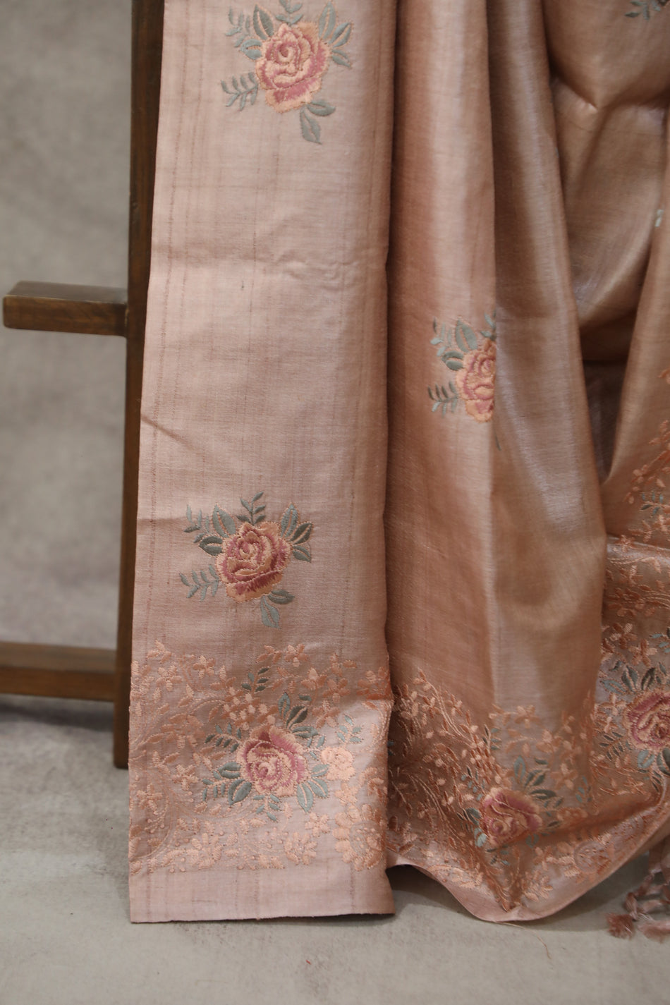 Bhagalpuri Pure Tussar Silk Saree With Beautiful Embroidery Work Saree BSE32