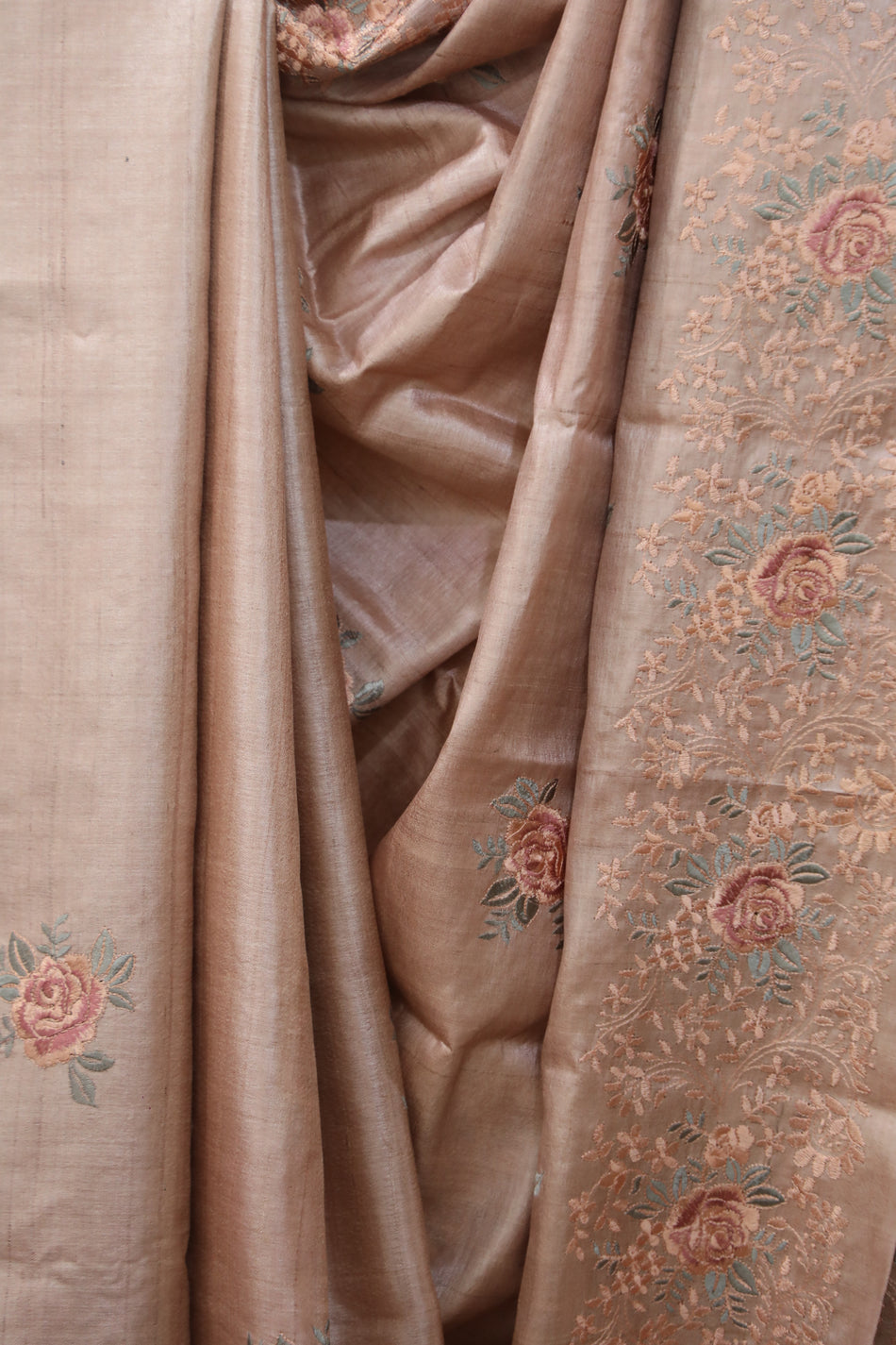 Bhagalpuri Pure Tussar Silk Saree With Beautiful Embroidery Work Saree BSE32