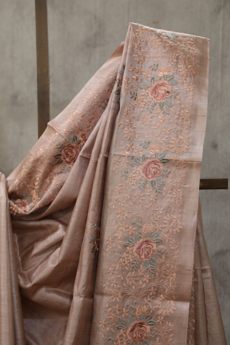 Bhagalpuri Pure Tussar Silk Saree With Beautiful Embroidery Work Saree BSE32