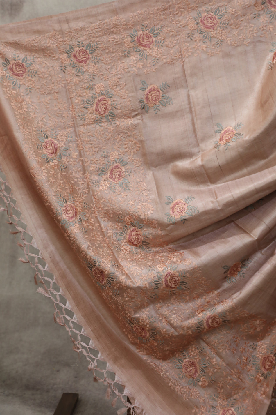 Bhagalpuri Pure Tussar Silk Saree With Beautiful Embroidery Work Saree BSE32