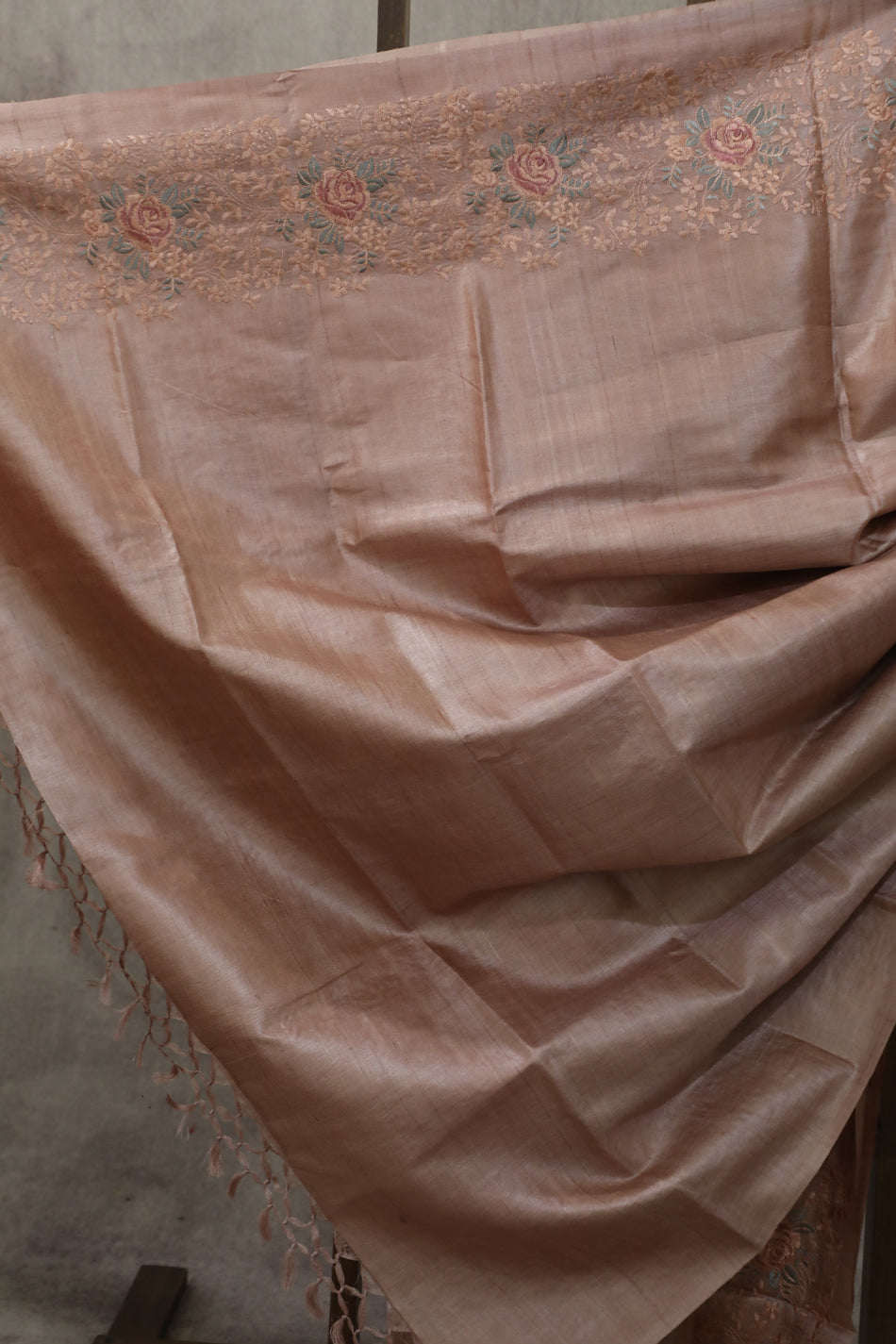 Bhagalpuri Pure Tussar Silk Saree With Beautiful Embroidery Work Saree BSE32