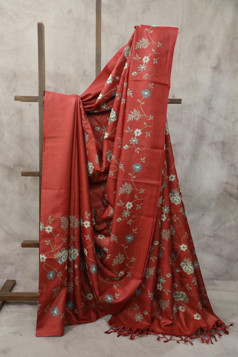 Bhagalpuri Pure Tussar Silk Saree With Beautiful Embroidery Work Saree BSE17
