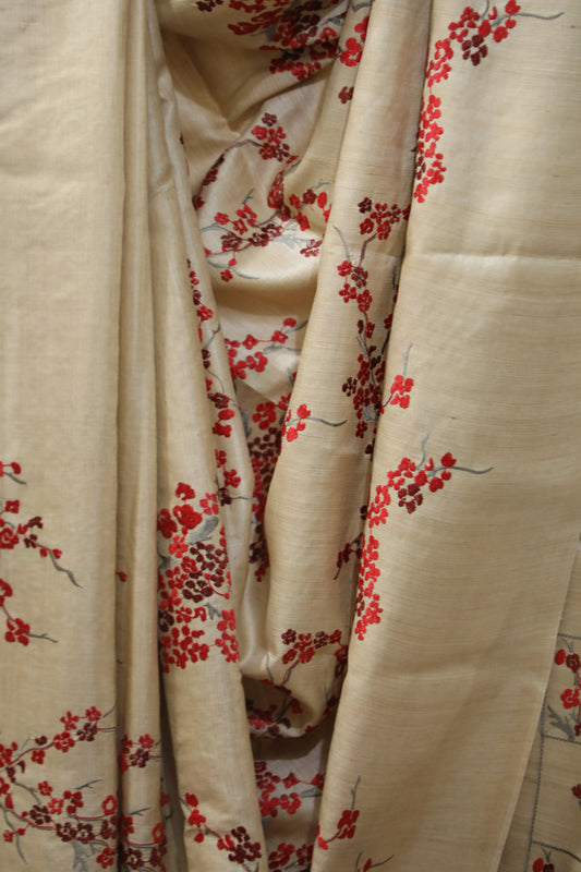 Bhagalpuri Pure Tussar Silk Saree With Beautiful Embroidery Work Saree BSE05