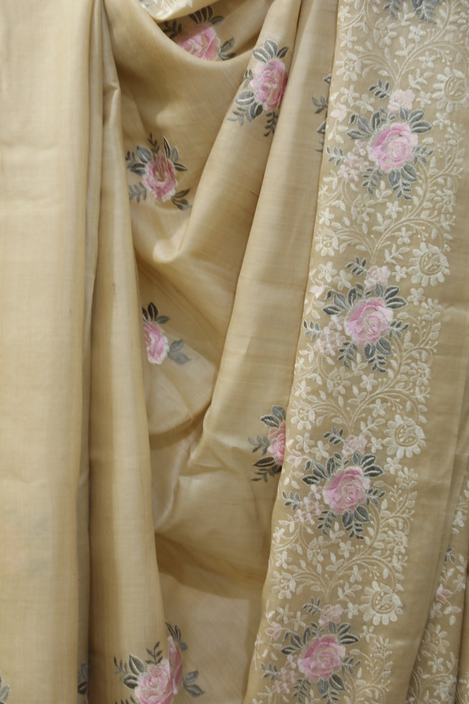 Bhagalpuri Pure Tussar Silk Saree With Beautiful Embroidery Work Saree BSE36