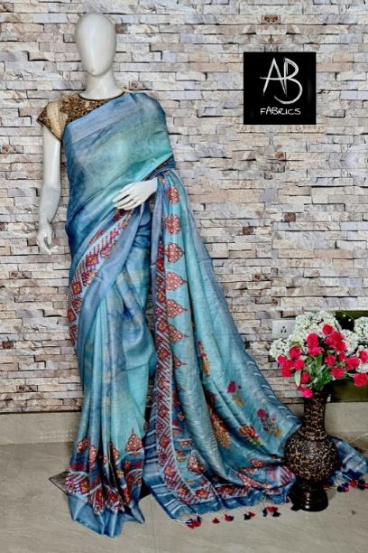 Digital Printed Linen Saree DPL08