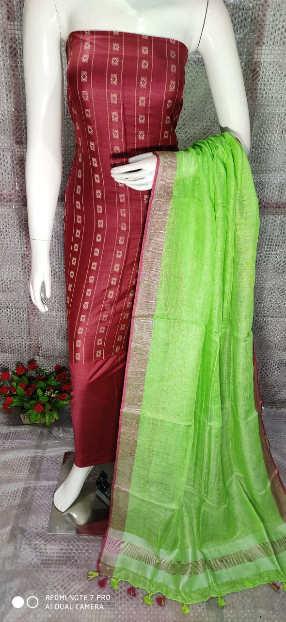Katan Silk Staple Unstitched Dress Material SUD18