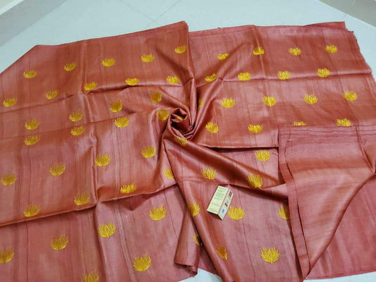 Pure Tussar Silk Saree With Beautiful Embroidery Work TSE09