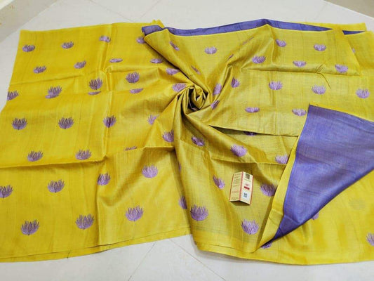 Pure Tussar Silk Saree With Beautiful Embroidery Work TSE12
