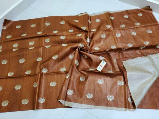 Pure Tussar Silk Saree With Beautiful Embroidery Work TSE14