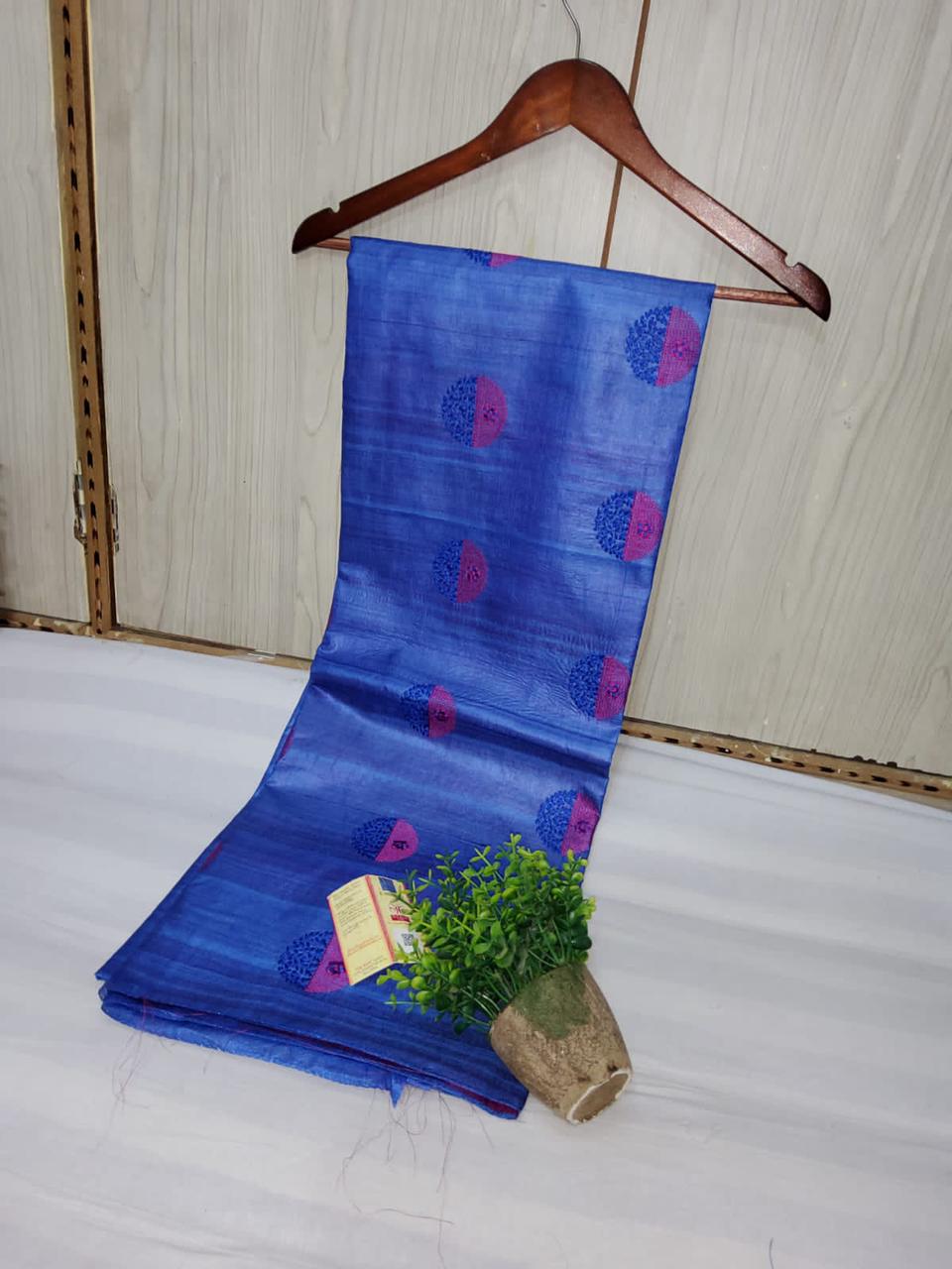Pure Tussar Silk Saree With Beautiful Embroidery Work Saree TSE111
