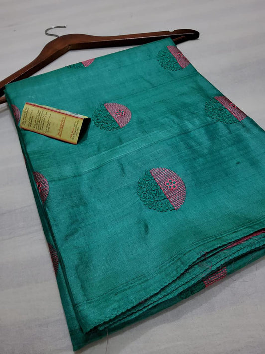 Pure Tussar Silk Saree With Beautiful Embroidery Work Saree TSE110