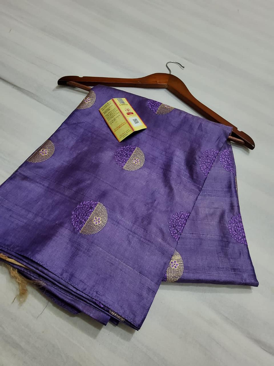 Pure Tussar Silk Saree With Beautiful Embroidery Work Saree TSE109
