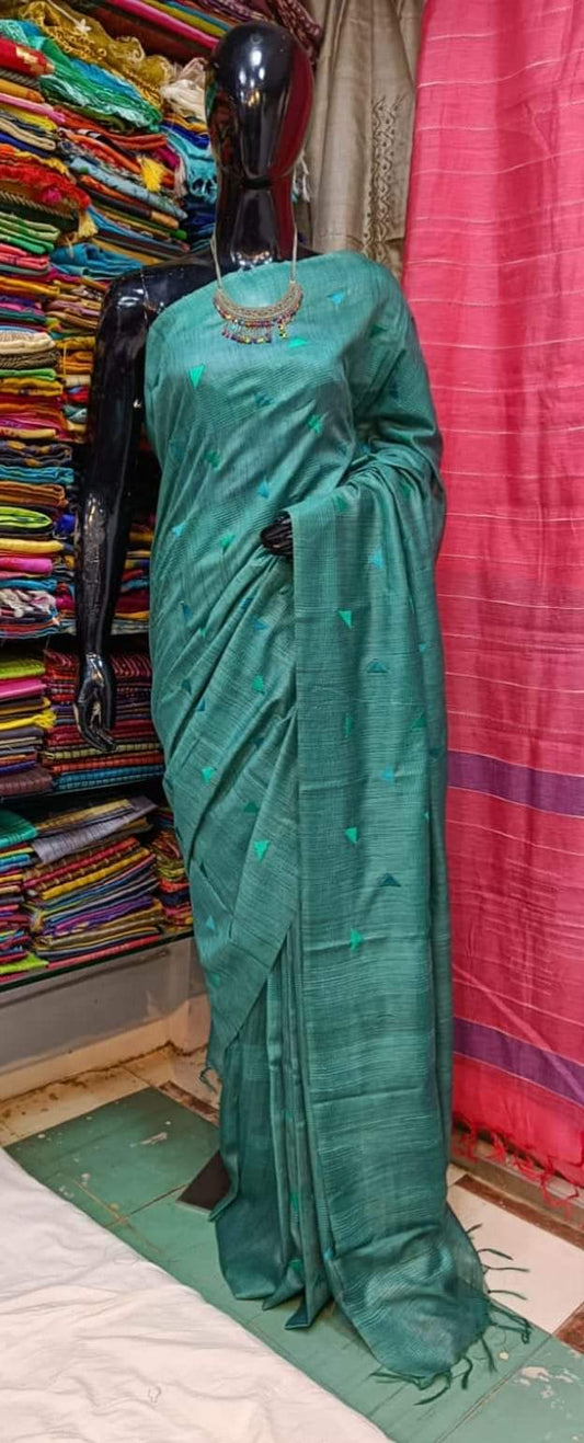 Katan Silk Saree With Beautiful Embroidery Work KSB02