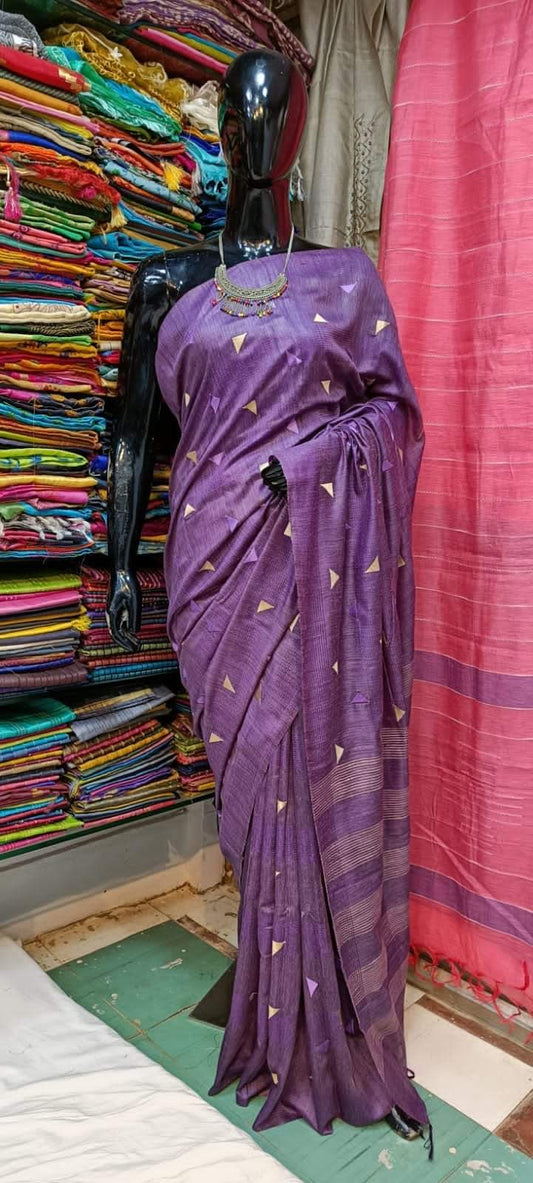 Katan Silk Saree With Beautiful Embroidery Work KSB09