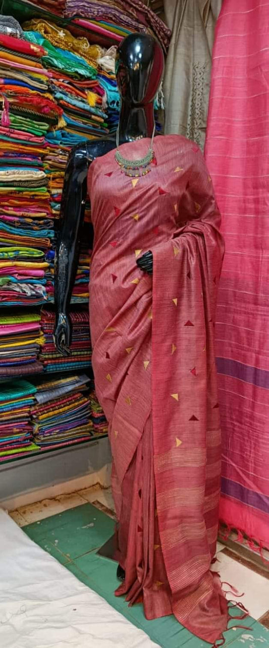 Katan Silk Saree With Beautiful Embroidery Work Saree KSB11