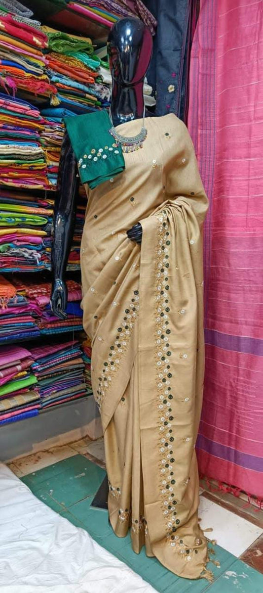Katan Silk Saree With Beautiful Embroidery Work Saree KSB40