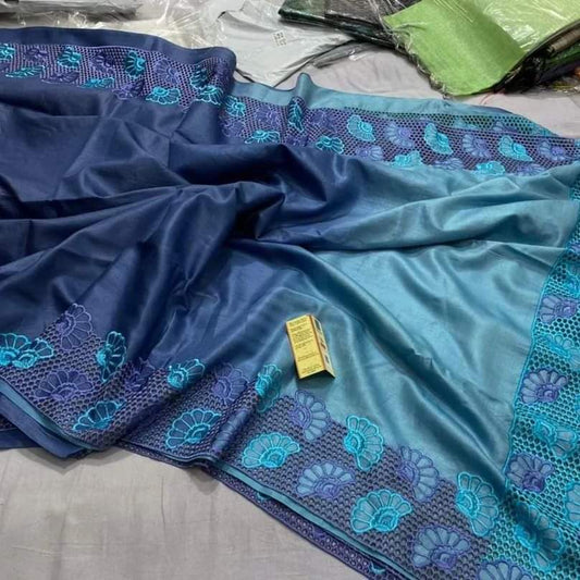Pure Tussar Silk Saree With Beautiful Cutwork Saee BTS20