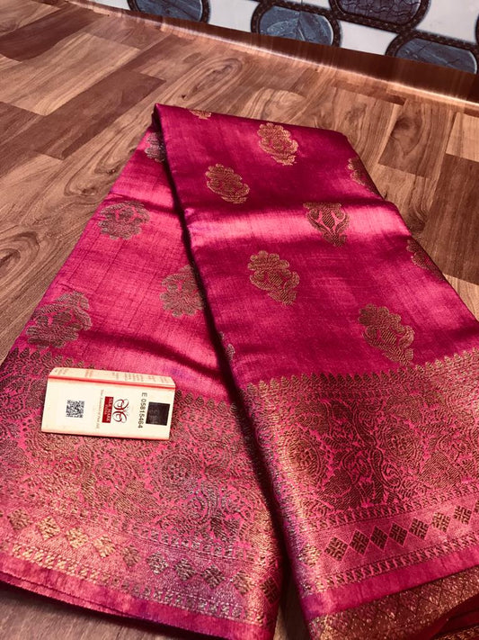 Pure Tussar Munga Banarasi Silk Saree TMS11
