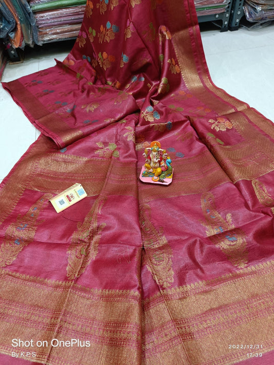 Pure Tussar Munga Banarasi Silk Saree TMS19