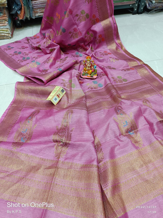 Pure Tussar Munga Banarasi Silk Saree TMS28
