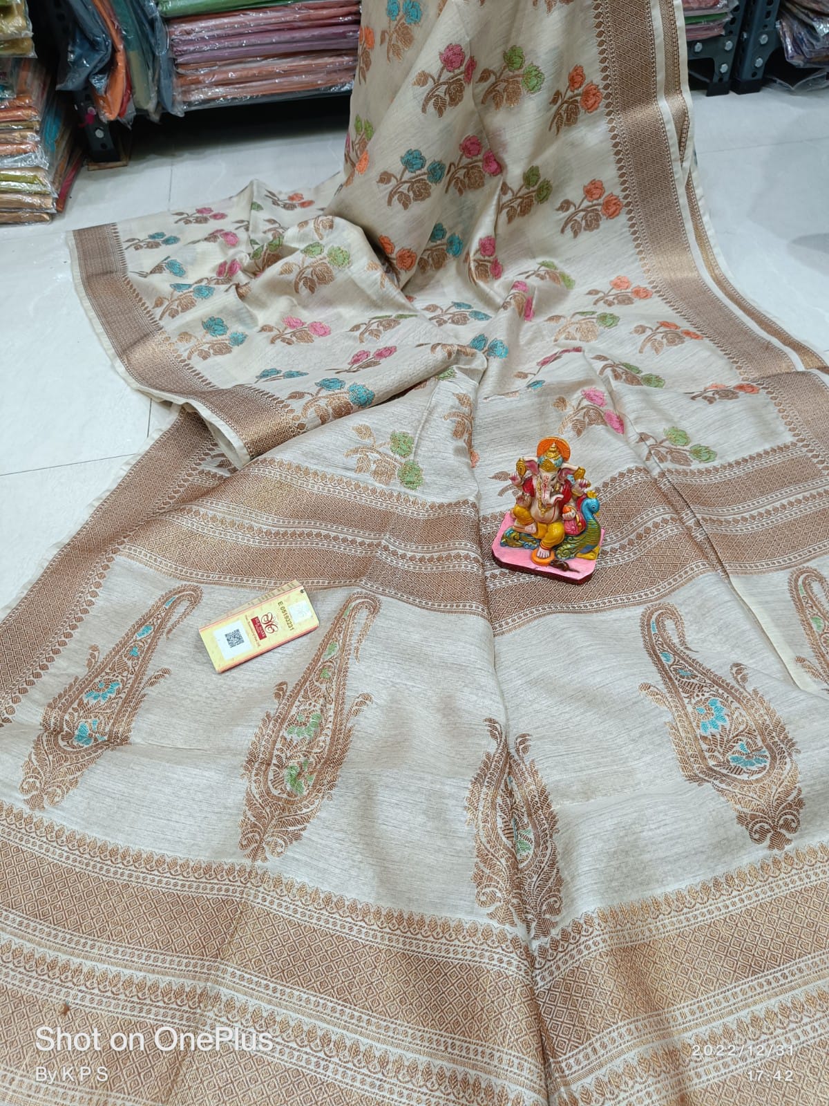 Pure Tussar Munga Banarasi Silk Saree TMS29