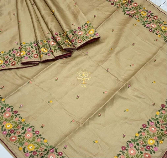 Katan Silk Saree With Beautiful Embroidery Work Saree KSB44