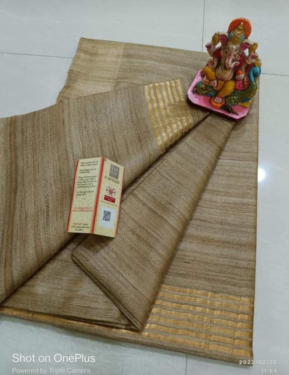 Pure Tussar Ghicha Golden Borde Silk Saree TGS29