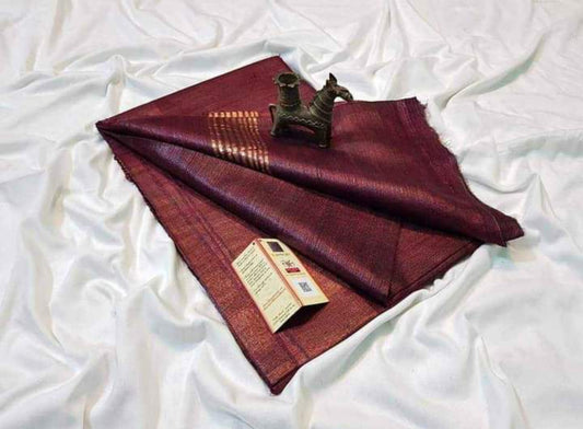 Pure Tussar Ghicha Golden Borde Silk Saree TGS35